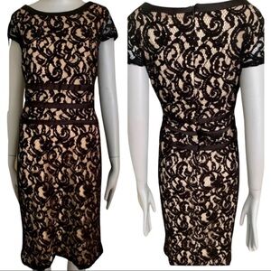 MSK Black Lace Dress Scoop Neck Little Black Dress LBD Party Size 10